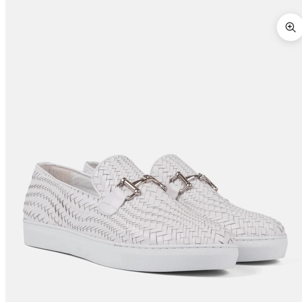 Marc Nolan Woven Loafers Size 13 Boardwalk White Leather Horsebit Sneakers